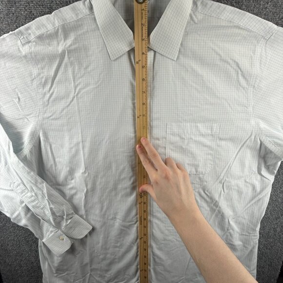 Brooks Brothers 18 38 Slim Cotton Blue Check Non-Iron Mens Long Sleeve Button Up - Picture 3 of 16
